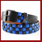 All Black w/Royal Blue & Black Studs Leather Belt