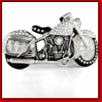 Silver Clear Stone Motorcycle Belt Buckle