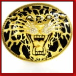 Gold Black Tiger Face with Stones Belt Buckle