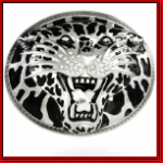 Silver Black Tiger Face with Stones Belt Buckle