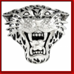 Silver Tiger Face with Stones Belt Buckle
