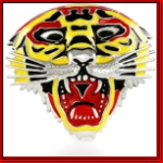 Silver Black/Red Tiger Face Belt Buckle