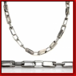 Silver rhodium angular links chain