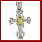 Silver Cross with Clear Stones