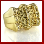 Gold Hip Hop Clear and Yellow Stone Men Ring