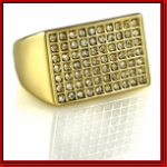 Gold Full Clear Micropave Stone Men Ring