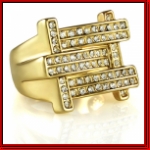 Criss Cross Design Gold Stone Men Ring