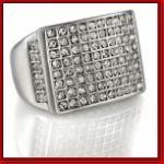 Extra Large Full Stone Mens Silver Ring