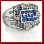 Clear and Blue Stone Mens Silver Ring