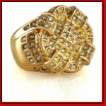 Clear X design Stone Mens Gold Ring
