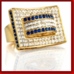 Icedout Gold Balla Ring with Blue Trim