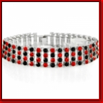 4 Row Black & Red Stone Bracelet