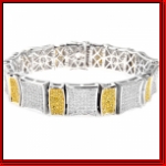 Sterling Silver Micro Pave Yellow/ White Grindin Bracelet
