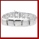 Sterling Silver Micro Pave white Honey Comb Bracelet
