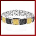 Sterling Silver Micro Pave Yellow/ black Honey Comb Bracelet