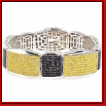 Sterling Silver Micro Pave Yellow/ Black King of Kings Bracelet
