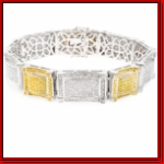 Sterling Silver Micro Pave Yellow / White Top Crown Bracelet