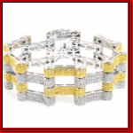 Sterling Silver Micro Pave Yellow/ White Double Swagger Bracelet