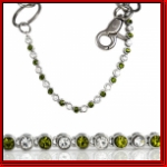 30 inches clear/green iced silver hip hop stone Jean chain 4mm