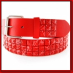 Red with White Paint Studs Red Leather Belt