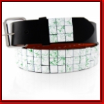 Black Leather White/Green Paint Studded Belt