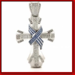 Silver cross with Blye Stone Sash
