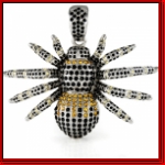 Micropave Spider with Black and Yellow Stones Pendant