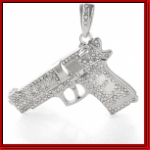 Officially Licensed Eazy E Silver Stone Gun Pendant