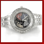 Iced Out Color Map Silver Metal Band Watch