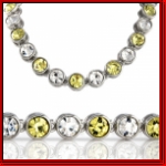 76cm 8MM Yellow and clear stone silver chain