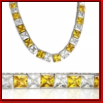 Iced Out Yellow and White Diamond Chain