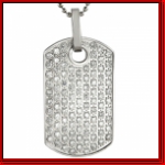 Sterling Silver Austrian Crystal Iced Out Dog tag