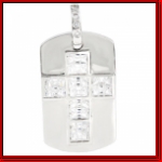 Iced Out Cubic Cross Dog Tag Pendant