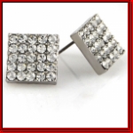 Throwing darts of light iced out rhodium earrings
