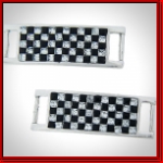 Checkered Black & Clear Stones Pair Of Silver Shoe Tags