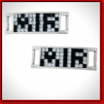 Air Script Black On Clear Stones Pair Of Silver Shoe Tags